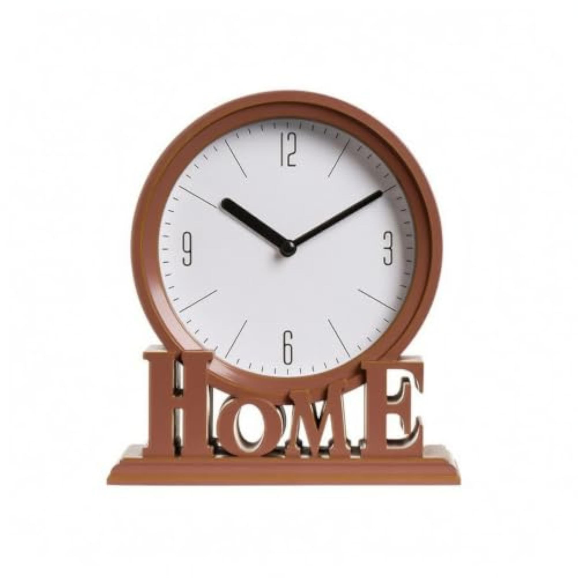 Decorative Retro Table Clock with Pedestal Base, Brown Red, Home