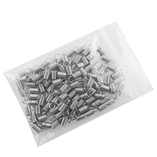 JCBIZ 100pcs 10.5x3mm Stainless Steel Spring Hook Buckle Spring Fastener Crimp Clasp Coil Cord End Clasp for Jewelry Making