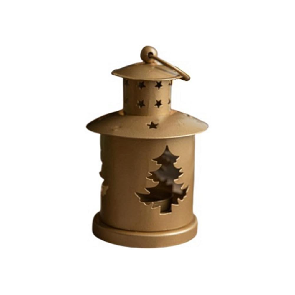 CTRLZS Christmas Vintage Candlestick Iron Art Cabin Christmas Style Decorative Accessories A