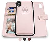 Shields Up iPhone XR Wallet Case, [Detachable] Magnetic Wallet Case, [Wireless Charging Support] Durable and Slim with Card Slots, Wrist Strap, [Vegan Leather] Cover for Apple iPhone XR -Rose Gold