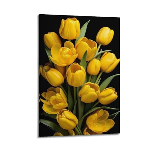 Tulipes jaunes décoration murale pour salon lumineux et moderne