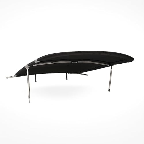 Krypt Flat Cargo Wakeboard Tower Bimini Top–PREMIUM Boat Shade Canopy, Length 74", Width 62" or 53", 316 Stainless Frame Adjusts to 82" Wide,1200D No-Fade Acrylic,Over/Under Mount, Clamp Sizes 1.5"–3"