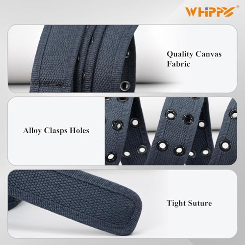 Image of WHIPPY Canvas Double Grommet Belt Unisex Casual Double Prong Belt for Men Women for Jeans Pants
