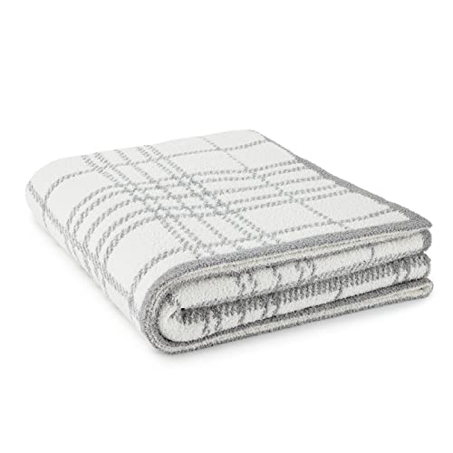 Crafted By Catherine Quinn Plaid Cozy Knit Throw Blanket 60" X 70" Inches, Soft Comfy Decorative Throw For Couch Bed Sofa Travel, Grey #TOP7