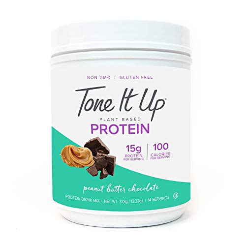 Tone It Up Plant Based Peanut Butter Chocolate Protein Powder - Pea Protein - Kosher, Sugar, Gluten and Dairy Free - 15g of Protein x 14 Servings - .77 lbs