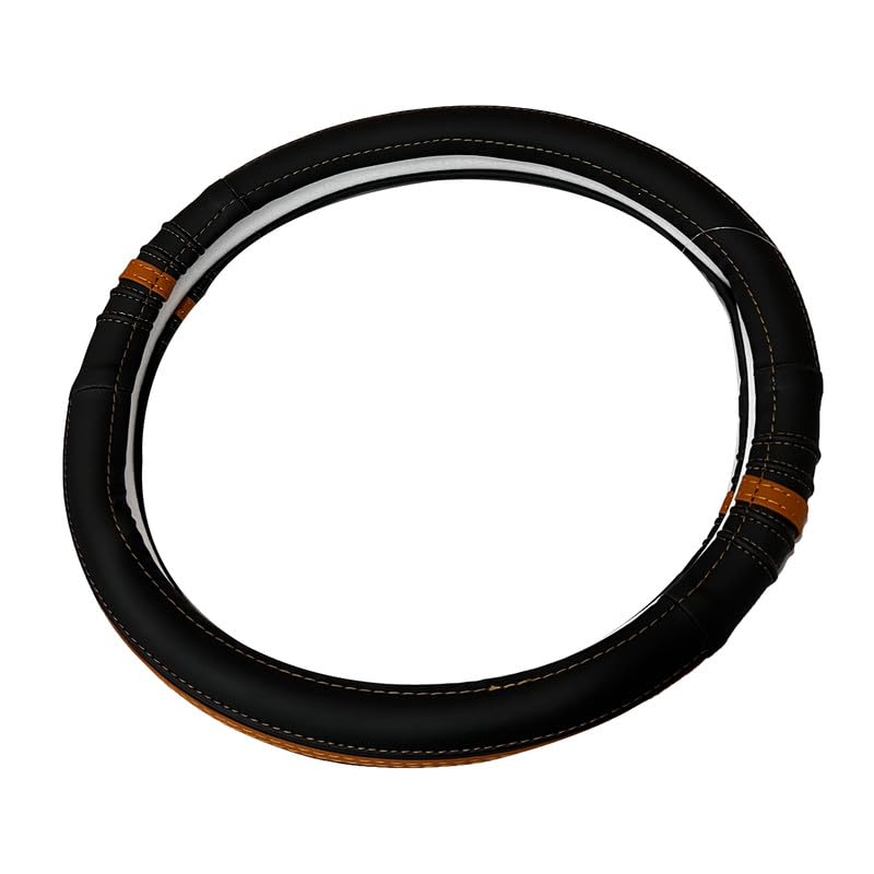 Image of Oshotto SC-20 Fiber Leather Car Steering Cover Compatible with Honda BRV /Mobilio (Black, Red)