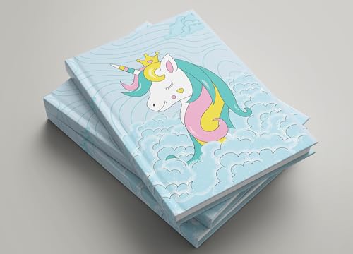 Image of AccuPrints wiro Hard bound Size -A5 (6 by 9 inch) Notebook Diary Ruled 200 pages-Notebook Diary Parent (Blue Unicorn Hard)
