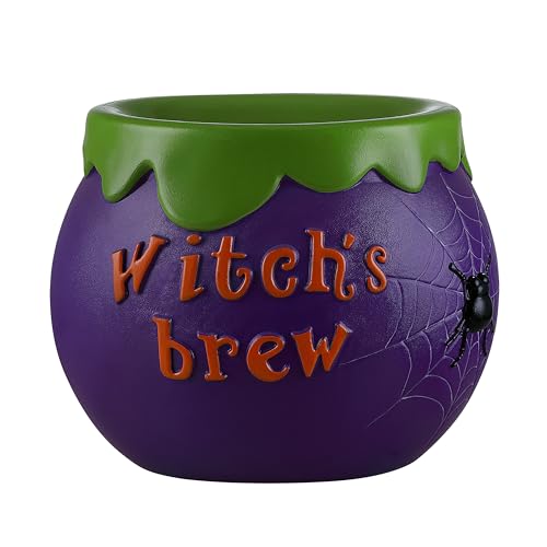 Mr. Halloween 14 in Cauldron Candy Bowl with LED Lights Blow Mold Trick or Treat Holder Light Up Halloween Candy Dish