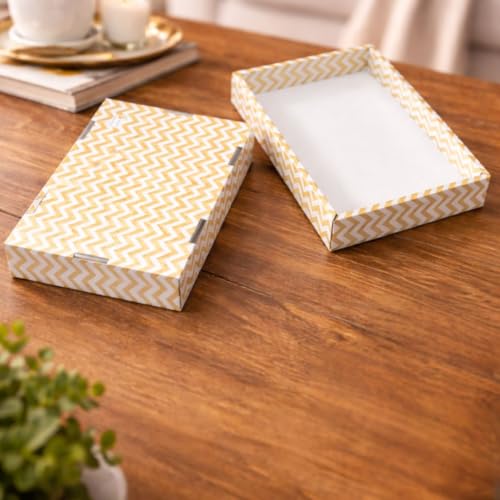 Image of SATYAM KRAFT 6 Pcs Multipurpose Folding Cardboard Gift Box | Premium Paper Hamper Empty DIY Tray for Wedding, Birthday, Gifting, Gift Packaging, Festive Foldable Hampers, Stylish Return Gifts (Golden)