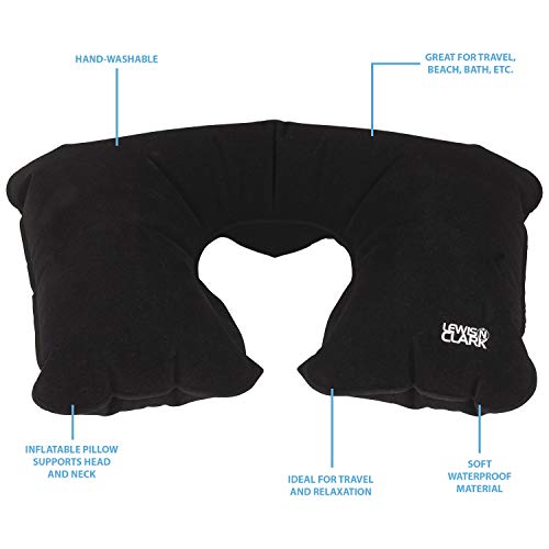 Lewis N. Clark 450BLK Original Neckrest Inflatable Pillow, Waterproof Neck Pillow For Neck Support At The Beach, Pool + Airport Travel thumb #1