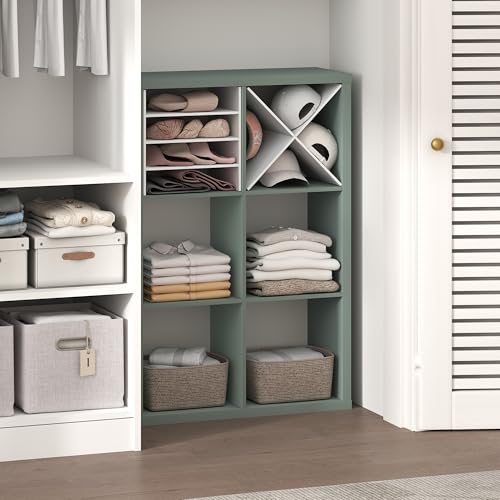 Image of Furinno Cubic Extra Thick 6-Cube Closet Organizers and Storage, Sage Green | 14.6 x 30 x 44 in, Open Shelf Closet Storage, Closet Organizer, for Wardrobe, Bedroom, Living Room