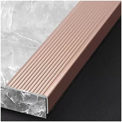 L-Shaped Anti-Slip Aluminum Stair Transition Strip - 90cm Gold Edging Trim for Tile, Wood & Laminate Floors - Durable Edge Protector & Decorative Stair Treads