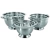 Uniware Professional Stainless Steel German Style Colander, Silver, Heavy Duty Set of 3 3 + 5 + 8 Qt