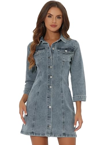 Robe en jean à manches 3/4 Allegra K idéale pour vos sorties citadines
