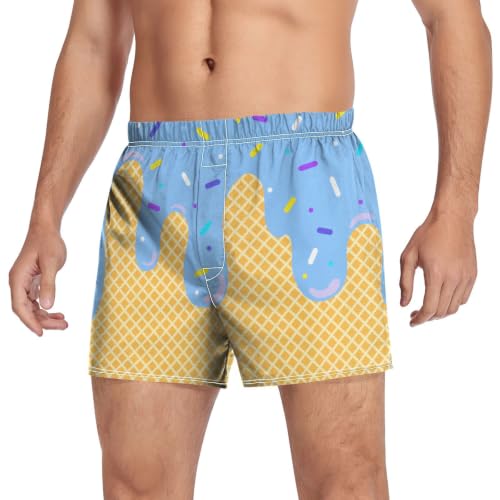 Image of Men's Boxer Shorts Cotton Loose Underwear with Button Fly