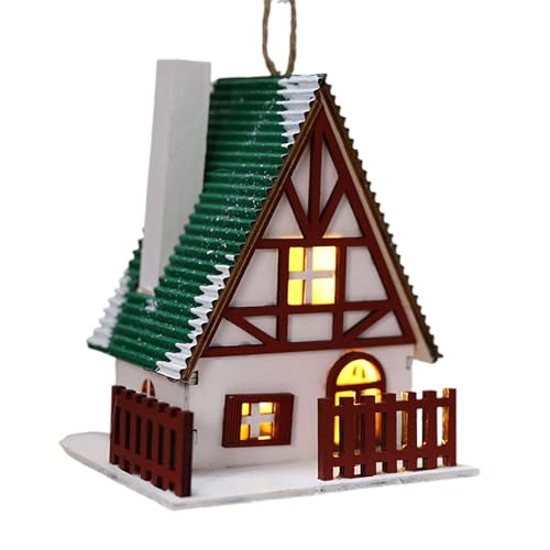 Xnferty Cabane en Rondins de Village de Noël, Maisons de Village de Neige éclairées, Collection de Village en Bois, Figurines de Maison Rustiques, Ornements à Suspendre pour (D)