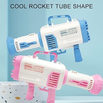 Superstore-BeOne-Bubble-Gun-64-Holes-Bubble-Maker-with-4-Bubble-Solution-Bazooka-Bubble-Machine-with-Light-Large-Bubble-Blower-for-Kids-for-Kids-Toy-Party-and-Wedding-Random-Color