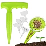 Milifox Pikierstab,Pflanze Sämann Verstellbar,Pflanzhilfe für Blumenzwiebeln,Garten Sämaschine für die Bepflanzung,2 Stück+Pflanzenetikett