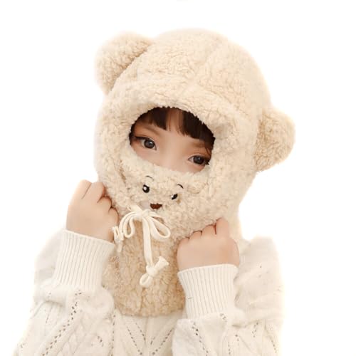 Kids Winter Hats Balaclava,3 in 1 Warm Plush Scarf Hat Warm Face Cover Neck Warmer Ear Warmer Windproof