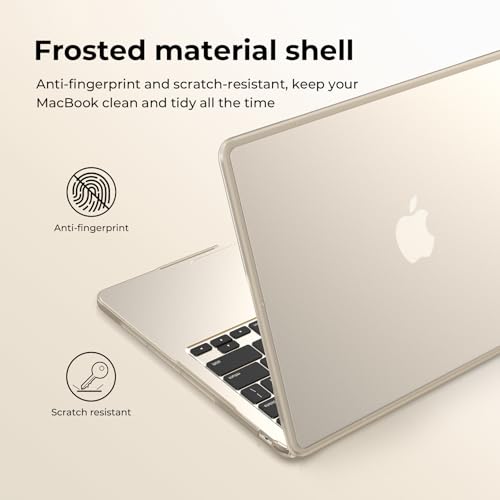 Image of BlueSwan Anti-Cracking Case for MacBook Air 13 inch, M5 2026 M4 M3 M2 2025-2022 A3449 A3240 A3113 A2681, Drop Protection Soft TPU Bumper PC Base for Air 13.6 inch, Frosted Starlight