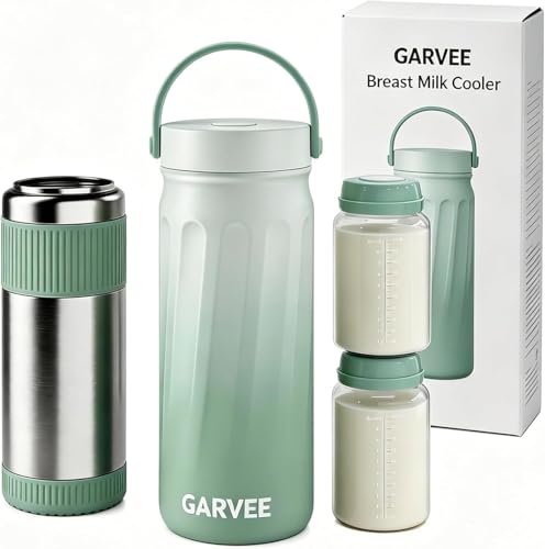 Refroidisseur Lait Maternel,Pot Conservation Lait Maternel,600MLStockage Lait Maternel Maintien Fraîcheur 24H,Glaciere Lait Maternel 2 Bouteilles Récipient Lait Maternel Pour Le Travail Les Voyages