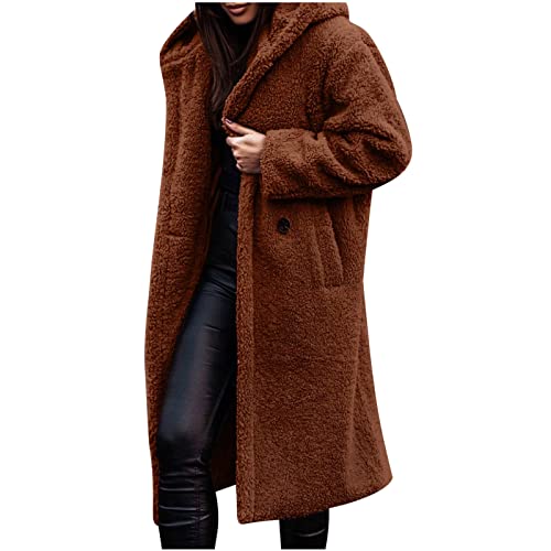 Mianht Long Fleece Winter Coats For Women Fuzzy Fleece Overcoats Lapel Open Front Cardigans Coats Warm Outwear Jackets #TOP15