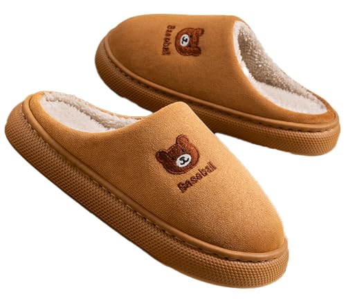 Caistre Trendy Plush Slipper for Women Men Suede Upper Winter Fall Cozy Faux Fur Lining Slide 2025 Memory Foam House Slipper