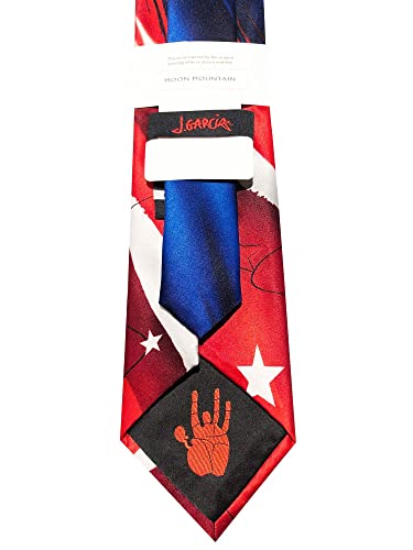 Jerry Garcia Collector's Edition Men's Moon Mountain Artwork 4Th Of July Usa Flag Regular Length Neck Tie - Navy Blue #TOP3