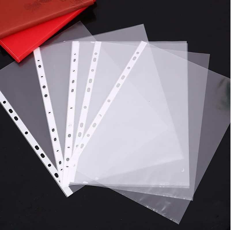 Image of Saya Heavy Duty 50 Pcs 200 Micron Transparent Document Sleeves, Leaf Sheet Clear Certificates, Waterproof Sheet Protectors 11 Holes Punched Ring Files Folder (A4 Size) (50 Sheets - 200 Micron)