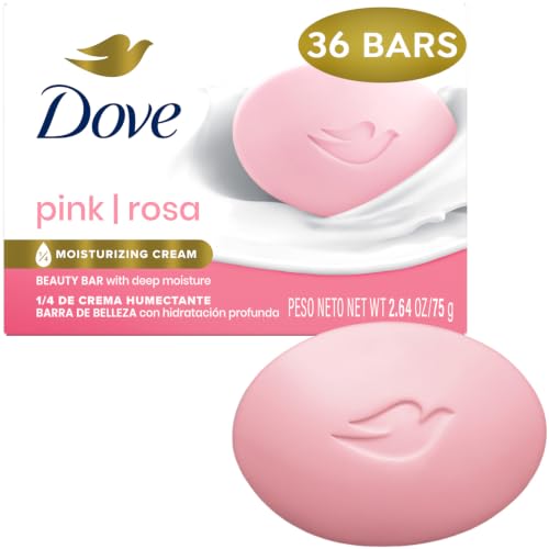 Dove Beauty Bar, Bulk Soap, Pink Rosa 36-Pack with ¼ Moisturizing Cream for Soft, Smooth Skin, 2.64 Oz Ea image 3