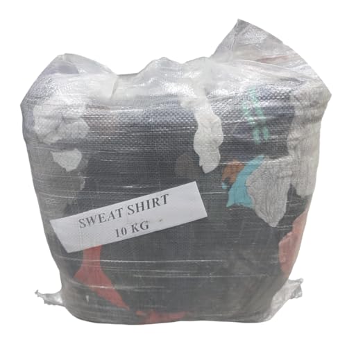 Recycled Sweatshirt Cotton Cloth Wiper Rags – Heavy-Duty Mixed Cotton Cleaning Cloths for Workshops, Garages & Industrial Use – Eco-Friendly Coloured Rags (10kg)