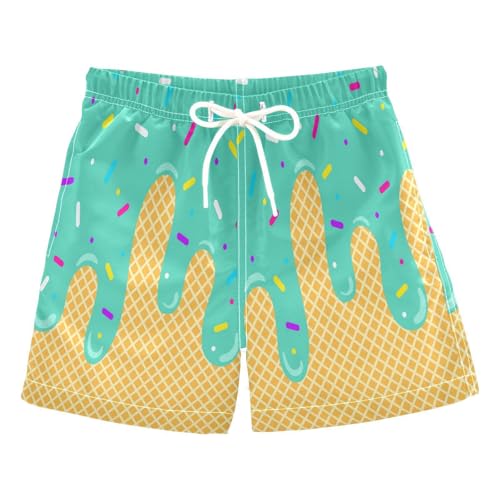 7-8 Years Ice Cream Shorts Boys Summer Cute Preppy Ice Cream Drip Baseball Lifestyle Shorts Elastic Waist Active Track Short Pants Green