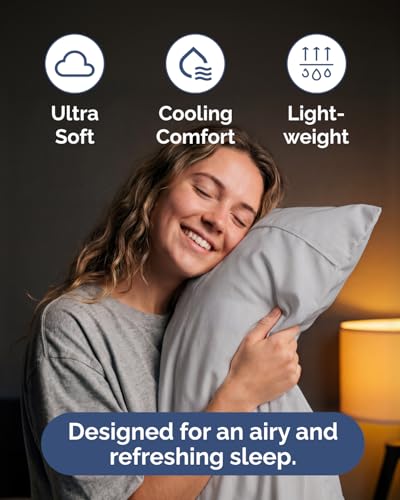 Image of Lightweight 4 Piece Bed Sheet Set Full Size - Cooling Sheets for Hot Sleepers - Breathable Bedding Set w / 8-16 Inch Deep Pockets - 1 Flat & 1 Fitted & 2 Pillowcases - Wrinkle Resistant - Light Grey
