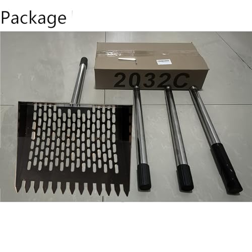 Image of 2 in1 Chicken Poop Scooper & Rake 10 Inch Chicken Scooper with Ergonomic Grip Adjustable Long Handle (22 to 62 inch) Sifting Shovel Stainless Steel Metal Poop Scooper