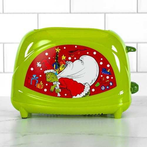 Uncanny Brands Dr. Seuss How the Grinch Stole Christmas Toaster, 2-Slice Holiday Breakfast Gift, Grinch Face Toast Design