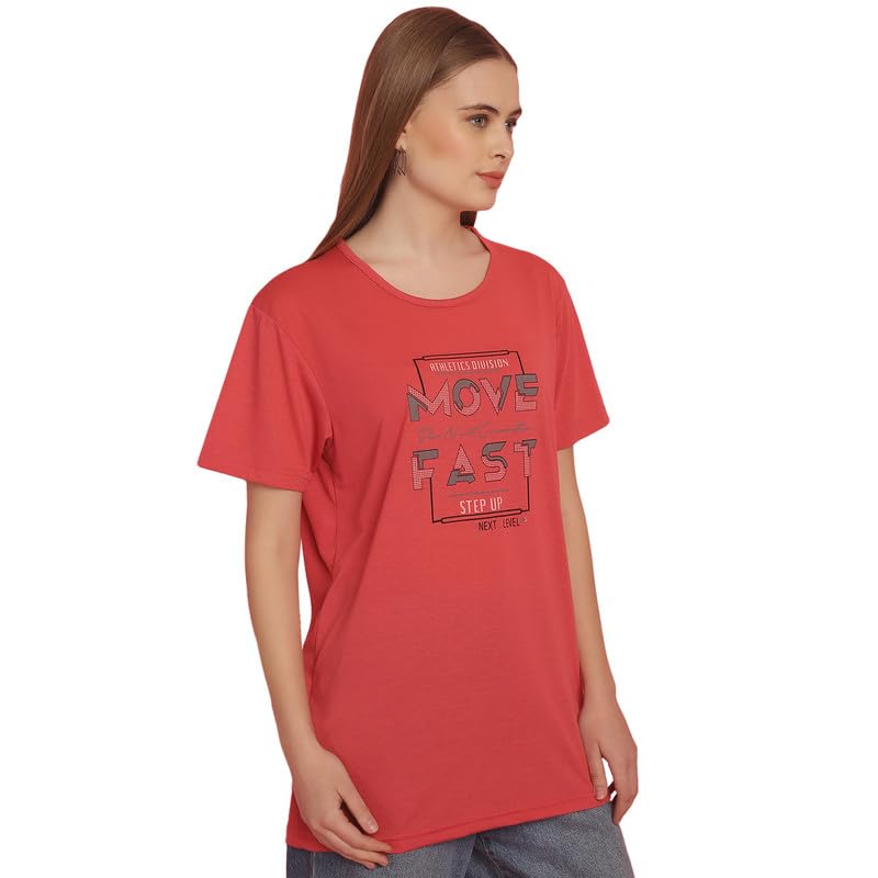 Image of Round Neck Cotton Printed Women Regular Fit Tshirt-P1950