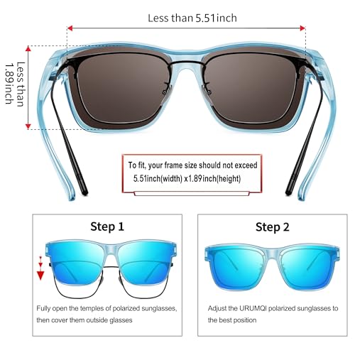 Image of URUMQI Polarized Sunglasses Fit Over Glasses for Men Women, Oversized Square Sun Glasses UV400 Protection