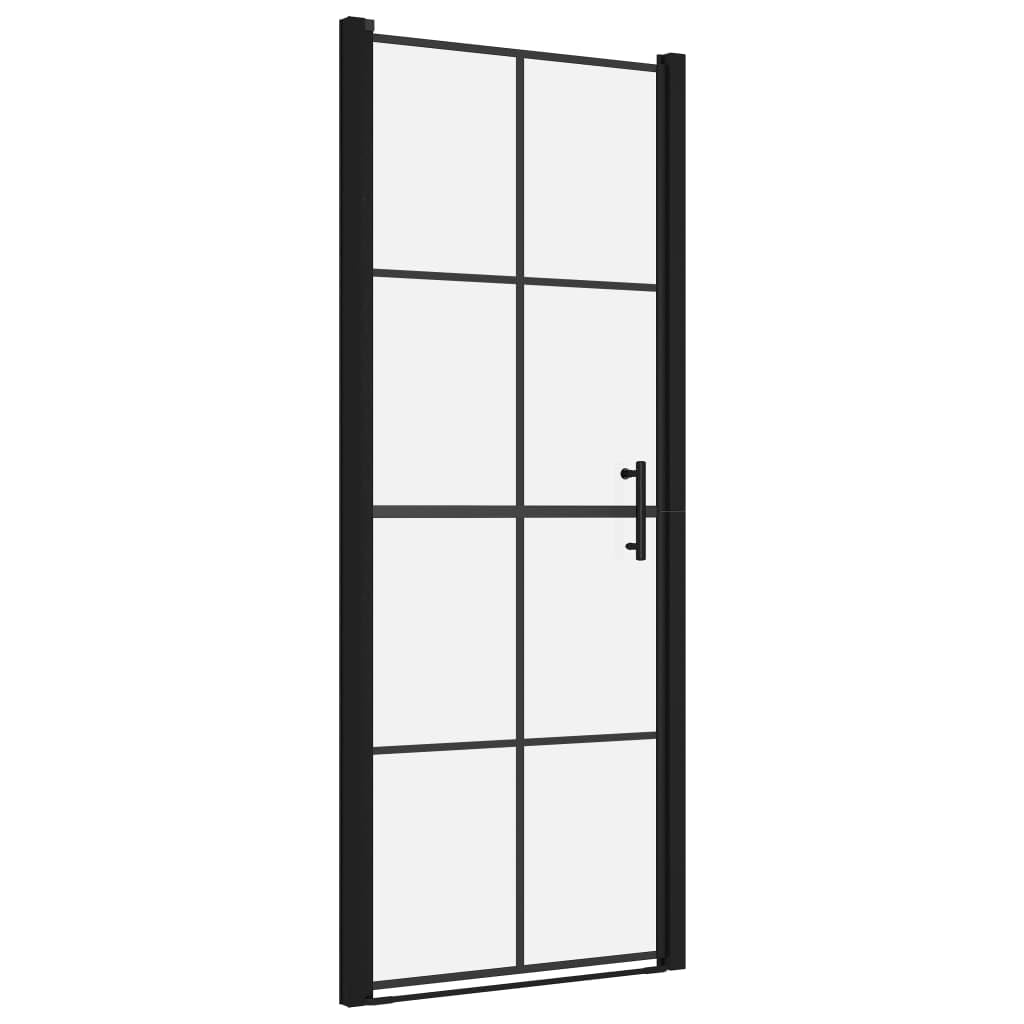 Puerta de ducha industrial con cristal templado de 5 mm, 81 x 195 cm, color negro, marco de aluminio y perfil ajustable para un fácil montaje y limpieza