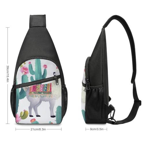 Mochila tipo sling Llama Cactus Flower para viaje y deporte miniatura 2