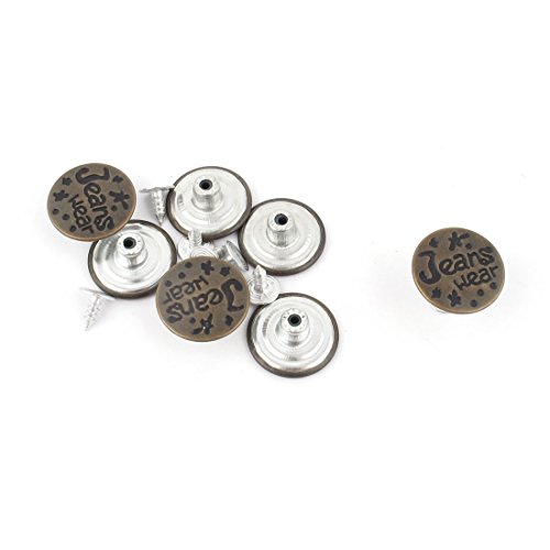uxcell Letters Carved Denim Jacket Jeans Sew Buttons 7 Pcs Bronze Tone