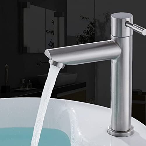LVYXON Robinet Salle Bain - Monocommande Mitigeur Lavabo en Acier Inoxydable Durable Brossé aux Rayures - pour Vasque à Poser Monotrou Cartouche Céramique Mélangeur Lave Main