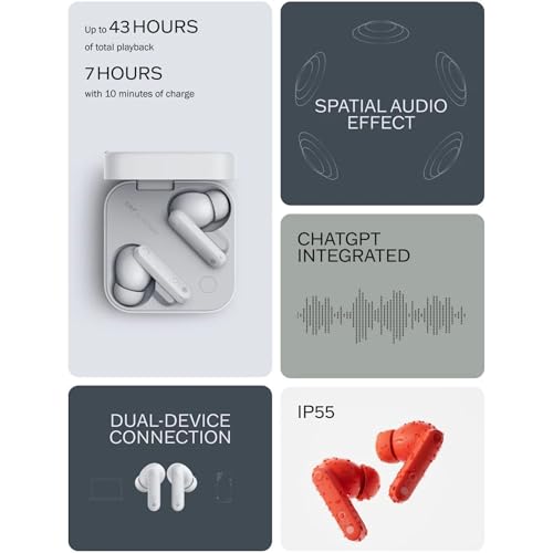 Image of Compatible Earbuds for Nothing Buds with Active Noise Cancellation HD Sound Touch Control & Long Battery Life (White)