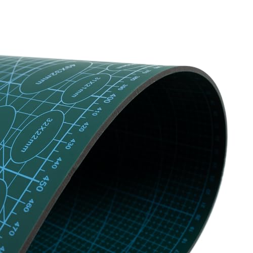 Schneidmatte A2 selbstheilend, beidseitig mit Raster – 60×45 cm, 4 mm, 3-lagiges PVC, rutschfest – Cutting Mat für Basteln, Nähen, Patchwork, Modellbau – BIGSTREN