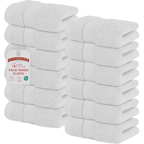 DecorRack 10 Pack 100% Cotton Wash Cloth, Luxurious Soft, 12 x 12 inch Ultra Absorbent, Machine Washable Washcloths, Assorted Colors (10 Pack)