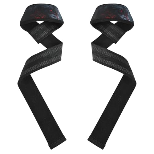 Nander Wolf in Fire Wrist Straps for Weightlifting,Lifting Straps with Neoprene Cushioned Wrist Padded and Anti-Skid Silicone for Strength Training,Bodybuilding,Deadlifting