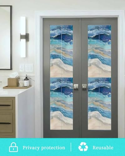 Window Privacy Film Abstract Ocean Wave Stained Glass miniatura 5
