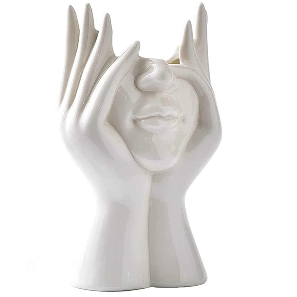 Ceramic vase， Face Modern White Decorative Vase for Plant