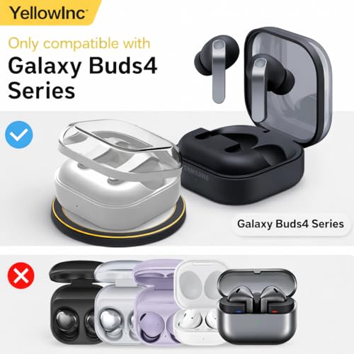 Image of German Bayer Clear TPU Case Cover for Samsung Galaxy Buds 4 and 4 Pro with Carabiner, Lifetime Anti-Yellow, Wireless Charging Compatible (Transparent, TPU)