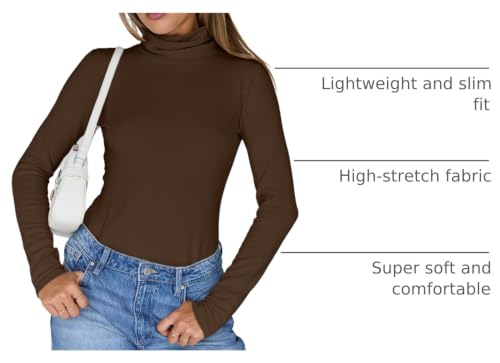Image of Trendy Queen Womens Turtleneck Tops Winter Clothes | Long Sleeve Basic Shirts,Stretchy Fit,Tight Lightweight Fall Fashion 2026
