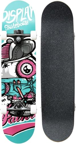 Skate Semi Profissional Montado Completo 7.5 Modelos (VERDE COM ROSA)